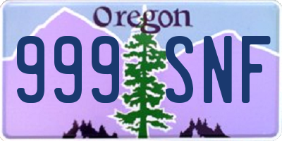 OR license plate 999SNF