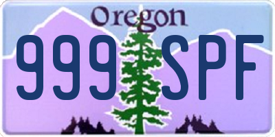 OR license plate 999SPF