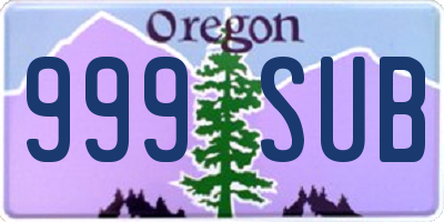 OR license plate 999SUB