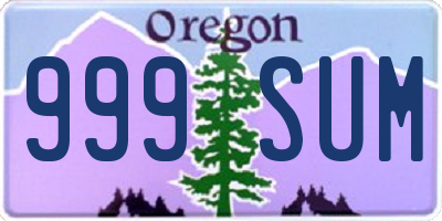 OR license plate 999SUM