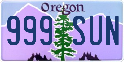 OR license plate 999SUN