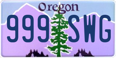 OR license plate 999SWG