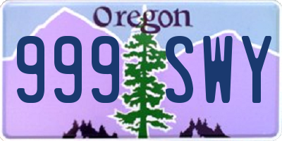 OR license plate 999SWY