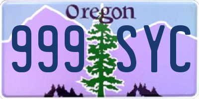 OR license plate 999SYC