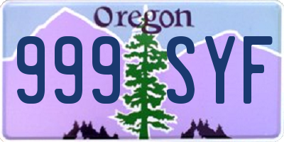 OR license plate 999SYF