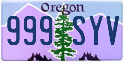 OR license plate 999SYV