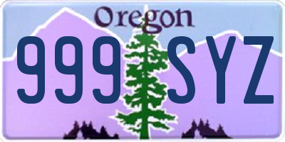 OR license plate 999SYZ