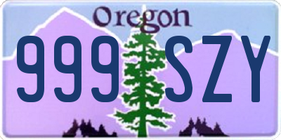 OR license plate 999SZY