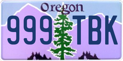 OR license plate 999TBK