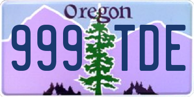 OR license plate 999TDE