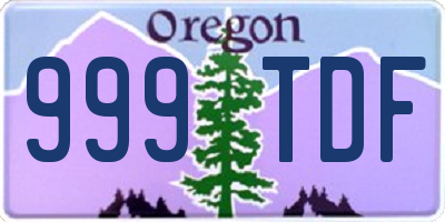 OR license plate 999TDF