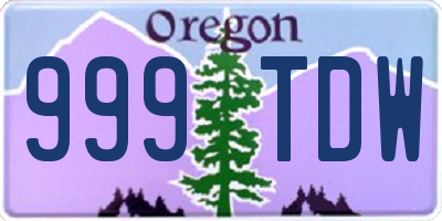 OR license plate 999TDW