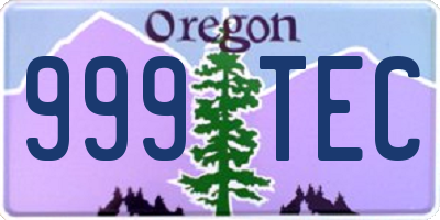 OR license plate 999TEC