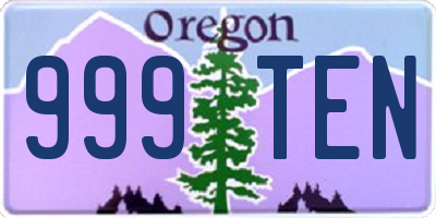 OR license plate 999TEN