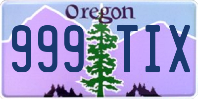 OR license plate 999TIX