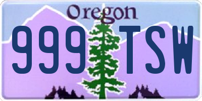 OR license plate 999TSW