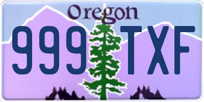 OR license plate 999TXF