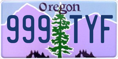 OR license plate 999TYF