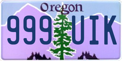 OR license plate 999UIK