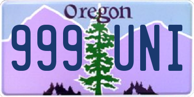 OR license plate 999UNI
