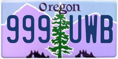 OR license plate 999UWB