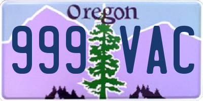 OR license plate 999VAC