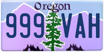 OR license plate 999VAH