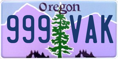 OR license plate 999VAK