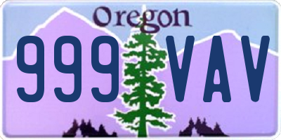 OR license plate 999VAV