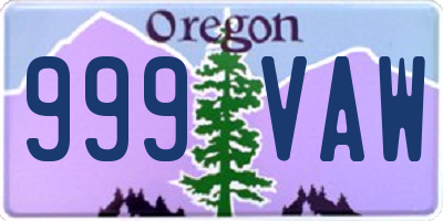 OR license plate 999VAW