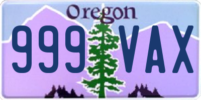 OR license plate 999VAX