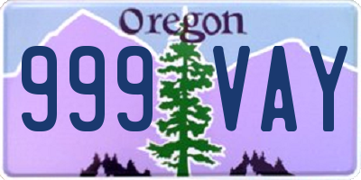 OR license plate 999VAY