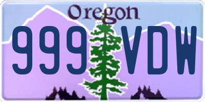 OR license plate 999VDW