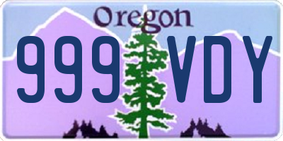 OR license plate 999VDY