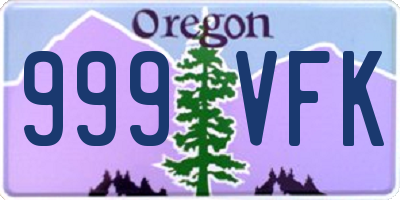 OR license plate 999VFK