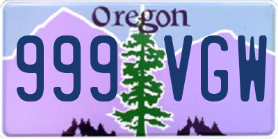 OR license plate 999VGW
