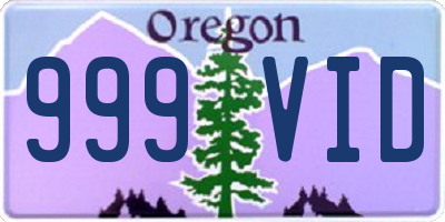 OR license plate 999VID