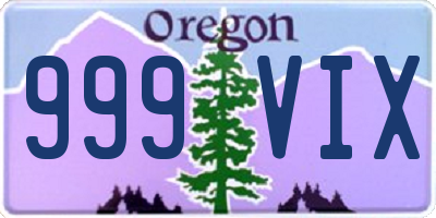 OR license plate 999VIX