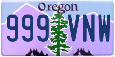 OR license plate 999VNW