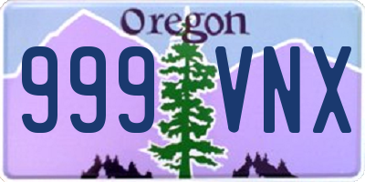 OR license plate 999VNX