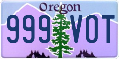 OR license plate 999VOT