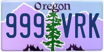 OR license plate 999VRK