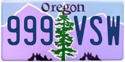 OR license plate 999VSW