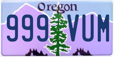 OR license plate 999VUM