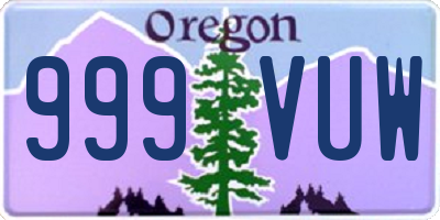 OR license plate 999VUW