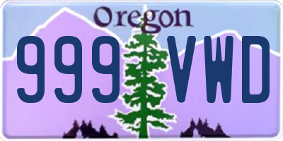 OR license plate 999VWD