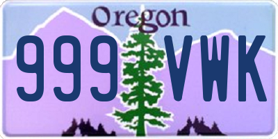 OR license plate 999VWK