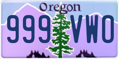 OR license plate 999VWO