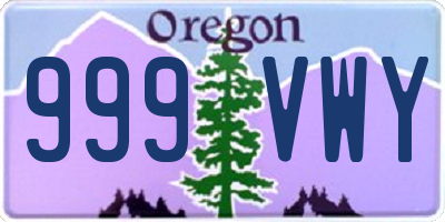 OR license plate 999VWY