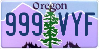 OR license plate 999VYF